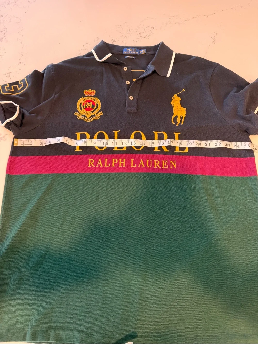 Ralph Lauren POLORL Big Pony Custom Slim Fit Colorblock Polo Shirt